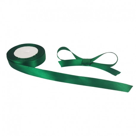 Bobine de ruban satiné en tissu de couleur vert sapin - 9734