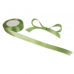 Bobine de ruban satiné en tissu de couleur vert amande - 9735