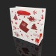 12 petits sacs cadeaux rouge et blanc motif chaussette de Noël pailletée 15x6x14.5cm - 9761