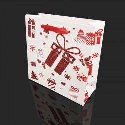 12 petits sacs cadeaux rouge et blanc motif cadeau de Noël pailleté 15x6x14.5cm - 9763