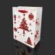 Lot de 12 sacs cadeaux blancs motif sapin de Noël rouge 26x12x32cm - 9772