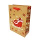 Lot de 12 sacs cadeaux motif traineau de Noël rouge brillant 26x12x32cm - 9795