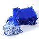 100 petites bourses cadeaux en organza de couleur bleu saphir 5x5cm - 7061