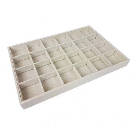 Lot de 5 plateaux gemmologie à petits casiers en coton beige - 18001
