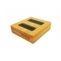 Mini plateau pour 2 bagues en bois et suédine grise - 9873