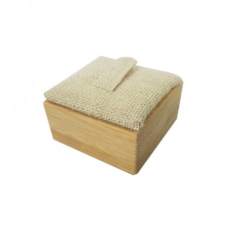 Plot pour bague en bois et en coton beige - 9887