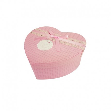 Petite boîte cadeaux en forme de coeur rose 13x15x6cm - 9936p