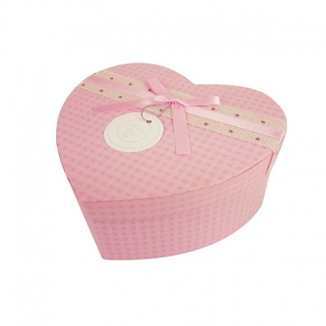 Grande boîte cadeaux en forme de coeur rose 18x21x9cm - 9938g