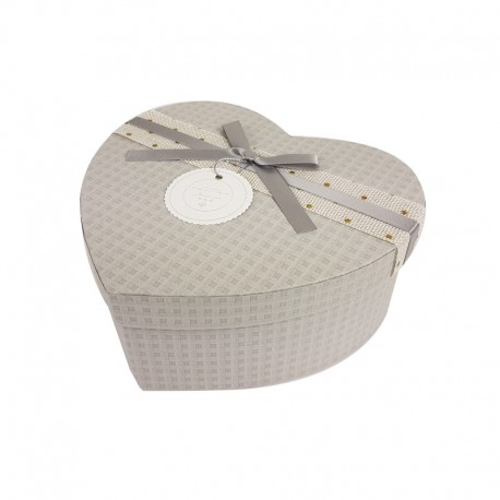 Grande boîte cadeaux en forme de coeur gris perle 18x21x9cm - 9944g
