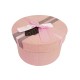 Grande boîte cadeaux ronde rose clair avec noeud satiné 19cm - 9950g