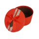 Petite boîte cadeaux ronde rouge avec ruban satiné 13cm - 9951p