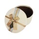 Petite boîte cadeaux ronde couleur lin avec ruban beige 13cm - 9957p