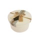 Boîte cadeaux ronde couleur lin avec noeud ruban satiné 16cm - 9958m