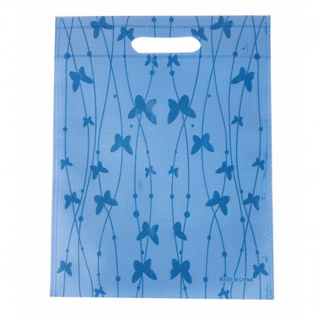 12 grands sacs non-tissés bleus imprimé de papillons 35x44cm - 9966