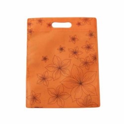 12 poches non-tissées de couleur orange imprimé de fleurs 25x33cm - 15113