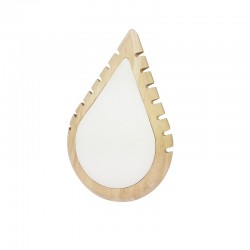 Petit présentoir colliers en bois et simili cuir blanc en forme de goutte d'eau - 11009