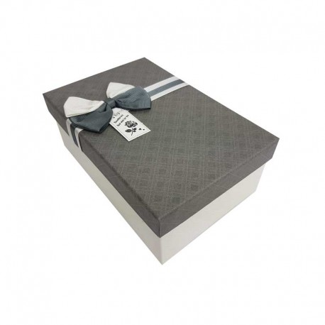 Boîte cadeaux bicolore écrue et gris foncé 18x11x6.5cm - 11035p