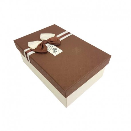 Boîte cadeaux bicolore écrue et gris foncé 18x11x6.5cm - 11038p