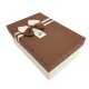 Boîte cadeaux écrue et marron foncé avec noeud ruban 22x15x9cm - 11040g