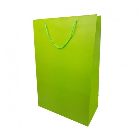 Lot de 12 grands sacs cadeaux vert anis 31x12x42cm - 12045