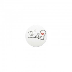 Rouleau de 500 étiquettes cadeaux "Baked with love" sur fond blanc - 11052