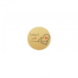 Rouleau de 500 étiquettes cadeaux "Baked with love" sur fond kraft - 11053
