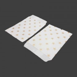 50 pochettes en papier kraft blanc motifs étoiles dorées - 8178