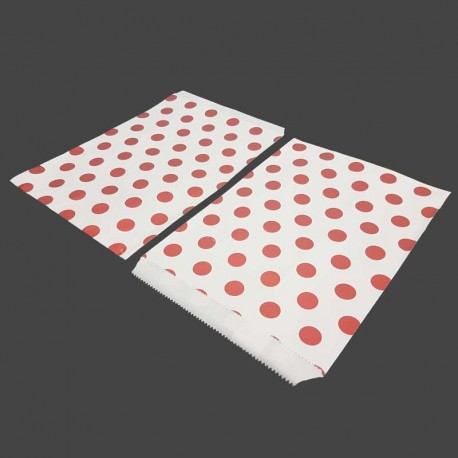 Lot de 50 sachets cadeaux en papier kraft motif pois rouges sur fond blanc - 8191