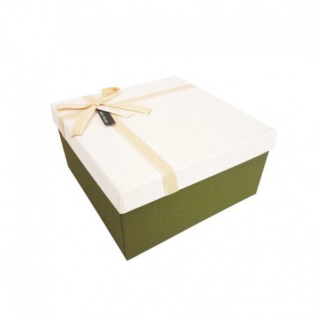 Coffret cadeaux de couleur vert olive et blanc 20.5x20.5x10.5cm - 11102m