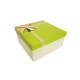 Petit coffret cadeaux écru et vert granny 16.5x16.5x9.5cm - 11104p