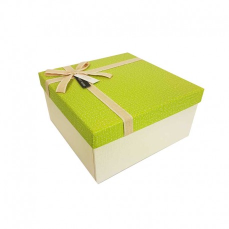 Coffret cadeaux de couleur écru et vert grany 20.5x20.5x10.5cm - 11105m