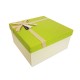 Grand coffret cadeaux bicolore de couleur écru et vert granny 24.5x24.5x12cm - 11106g