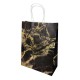 Lot de 12 sacs kraft couleur noire motif marbré doré 26x12x33cm - 14149