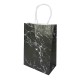 12 petits sacs cadeaux papier kraft noir motif marbré blanc 15x8x21cm - 14155
