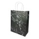 12 sacs kraft couleur noire motif marbré blanc 26x12x33cm - 14157