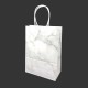 12 petits sacs cadeaux papier kraft blanc motif marbré gris 15x8x21cm - 14159