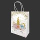 12 grands sacs en papier kraft blanc motif licorne à fleurs 26x12x33cm - 14169