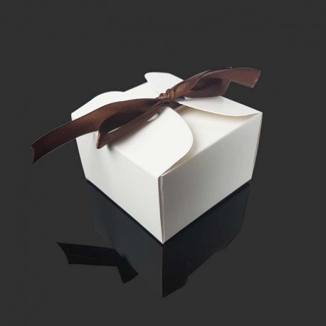 12 petites boîtes pliables en carton pelliculé blanc 8x8x5cm - 7945