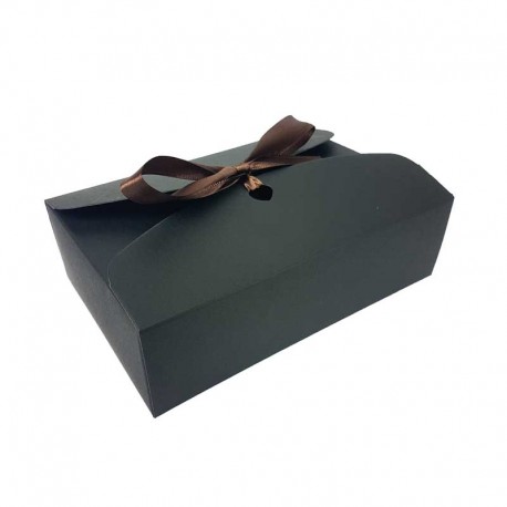 12 grandes boîtes pliables en carton noir 20x14x5cm - 7958