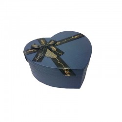 Petite boîte cadeaux en forme de coeur bleu nuit 13x15x6cm - 11109p
