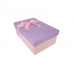Boîte cadeaux bicolore rose clair et mauve 18.5x11.5x7cm - 11118p