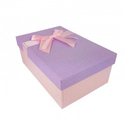 Boîte cadeaux rose clair et mauve avec noeud ruban 22x15x9cm - 11120g