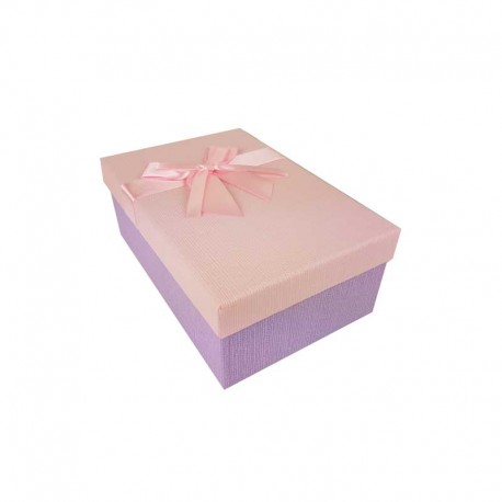 Boîte cadeaux bicolore mauve et rose 18.5x11.5x7cm - 11121p
