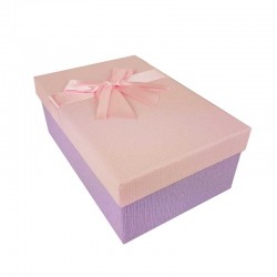 Boîte cadeaux mauve et rose avec noeud ruban satiné 22x15x9cm - 11123g