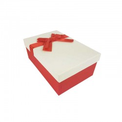 Boîte cadeaux bicolore rouge et blanc cassé 18.5x11.5x7cm - 11124p