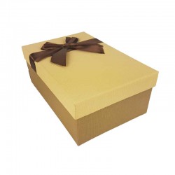 Boîte cadeaux marron café et blanc cassé avec noeud ruban 22x15x9cm - 11132g