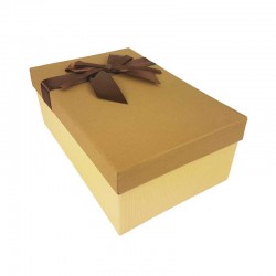 Boîte cadeaux beige et nmarron avec noeud ruban 22x15x9cm - 11135g