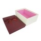 Boîte cadeaux bicolore de couleur blanc cassé et rouge bordeaux avec nœud 20x13.5x8cm - 11140m