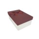 Boîte cadeaux bicolore de couleur blanc cassé et rouge bordeaux avec nœud 20x13.5x8cm - 11140m