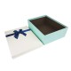 Coffret cadeaux de couleur bleu givré et écrue ruban bleu nuit 28.5x20x9cm - 11143m